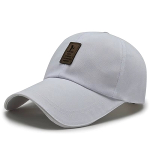 Șapcă bărbați baseball, cozoroc curbat, etichetă piele, gri deschis