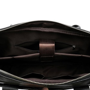 Servietă bărbați piele naturală, compartiment laptop, curea umăr, negru - Img 5