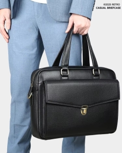 Servieta pentru barbati, Dael GT3283, piele naturala, Neagra - Img 2