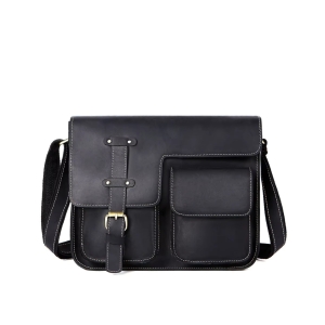 Servieta pentru barbati, Dastan GT3269, piele naturala, Neagra
