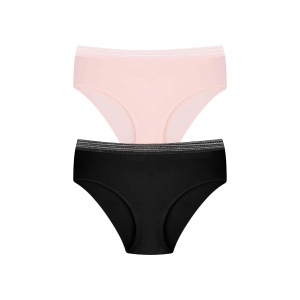 Set 2 perechi de chiloti din bumbac, pentru dama, 20250, Negru/Roz