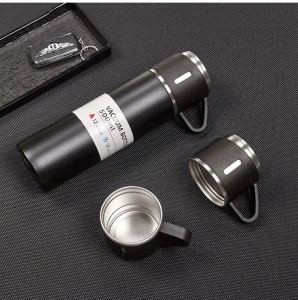 Set Cadou Termos Premium 500 ml + 3 Cani din Inox, TRM08, Negru - Img 4