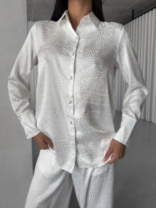 Set pijama dama din doua piese, cu nasturi – 2301433, Alb - Img 5