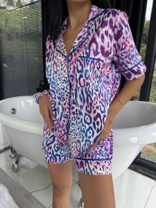 Set pijama dama din doua piese, cu nasturi – 2500124, Multicolor Abstract - Img 6