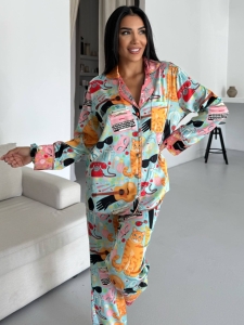 Set pijama dama din doua piese, cu nasturi – 2500261, Multicolor - Img 4