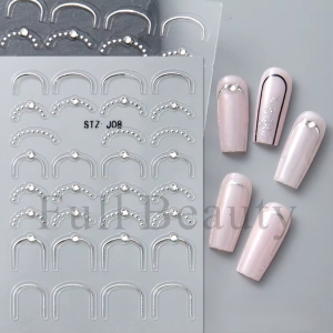 Abtibilduri unghii 3D Marquise, STICKER114, Argintiu
