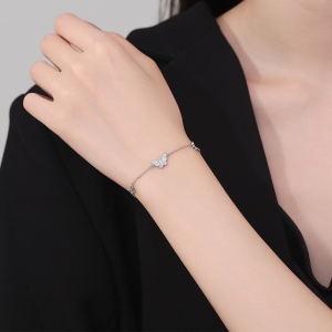Bratara argint 925, JW1230, model fluturasi, placata cu rodiu - Img 2