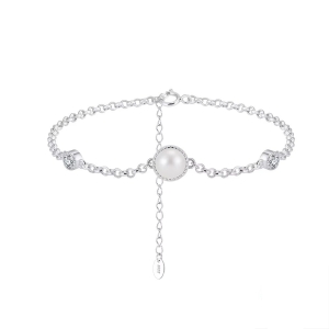 Bratara din argint 925 pentru dama, JW1701, model elegant cu perla, placata cu rodiu