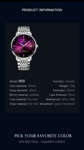Ceas barbatesc Poedagar CS1395, otel inoxidabil, argintiu, cadran negru - Img 2