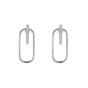 Cercei argint 925, JW1832, model geometric, placati cu rodiu