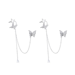 Cercei argint 925, JW808, model fluture, placati cu rodiu - Img 1