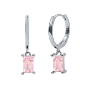 Cercei rotunzi argint 925, JW922, model elegant, placati cu rodiu - Img 1