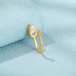 Cercel ear cuff argint 925, JW1672, model elegant, placat cu aur - Img 4