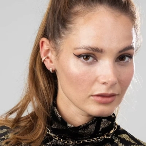 Cercel ear cuff argint 925, JW1677, model elegant, placat cu aur - Img 3