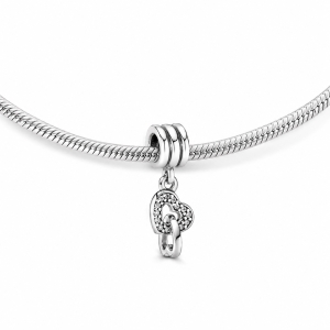 Charm/talisman argint 925, JW1149, model 2 inimi, placat cu rodiu - Img 2