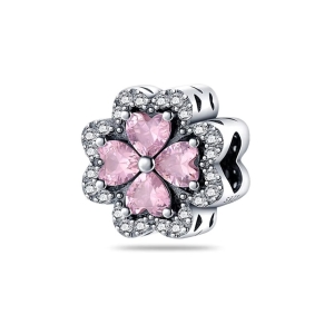Charm/talisman argint 925, JW1170, model floare roz, placat cu rodiu
