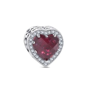 Charm/talisman argint 925, JW1175, model inima rosie, placat cu rodiu - Img 1