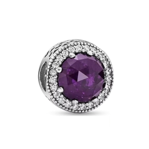 Charm/talisman argint 925, JW1180, model elegant cu piatra mov, placat cu rodiu - Img 1