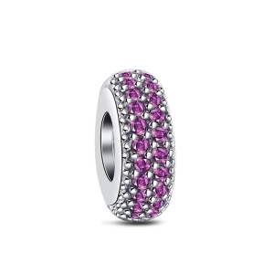 Charm/talisman argint 925, JW1186, model elegant cu pietre roz, placat cu rodiu - Img 1