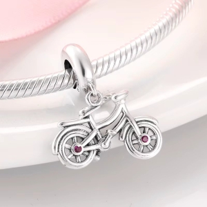 Charm/talisman argint 925, JW1625, model Bicicleta, placat cu rodiu - Img 2