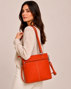 Geanta de dama, Anne GT3853, piele naturala, Orange - Img 2