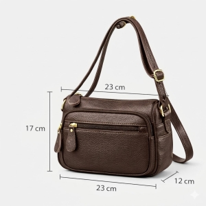 Geanta de dama, Caroline GT3835, piele naturala, Maro inchis - Img 4