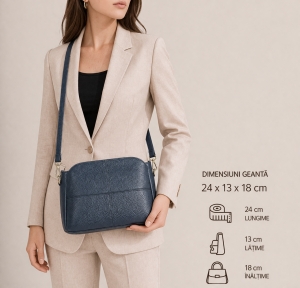 Geanta de dama, Mavis GT3087, piele naturala, Albastru - Img 2