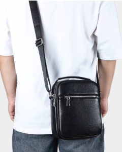 Geanta de umar pentru barbati, Alexander GT3810, piele naturala, Neagra - Img 3