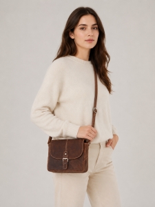 Geanta de umar unisex, Gabriele GT3868, piele naturala, Maro inchis - Img 2