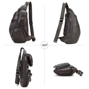Geanta pentru barbati, Thorian GT3307, piele naturala, Negru - Img 4