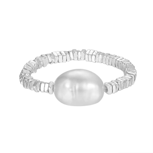 Inel reglabil argint 925, JW1721, model elegant cu perle, placat cu rodiu