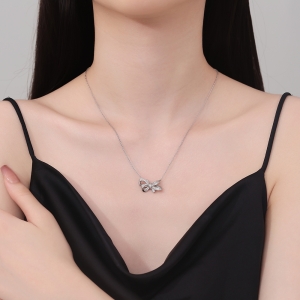 Lantisor argint 925, JW1239, model fundita, placat cu rodiu - Img 2