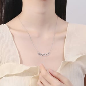 Lantisor argint 925, JW869, model inimioare, placat cu rodiu - Img 2