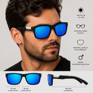 Ochelari de soare unisex, SG024, Negru - Img 3