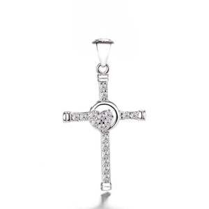 Pandantiv argint 925, JW1298, model cruce, placat cu rodiu - Img 1