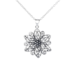 Pandantiv argint 925, JW1595, model floare, placat cu rodiu - Img 4