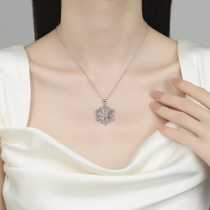 Pandantiv argint 925, JW1595, model floare, placat cu rodiu - Img 2