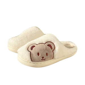 Papuci de casa pentru femei PC013, Fluffy Bears, Crem - Img 6