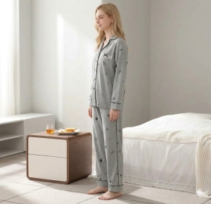 Pijama dama "Warm Love" din doua piese, PJ039, Gri inchis - Img 3