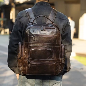 Rucsac pentru barbati, Emeric GT3325, piele naturala, Maro inchis - Img 3