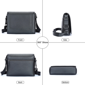 Servieta pentru barbati, Loryn GT3807, piele naturala, Neagra - Img 4
