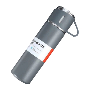 Set Cadou Termos Premium 500 ml + 3 Cani din Inox, TRM013, Gri - Img 3