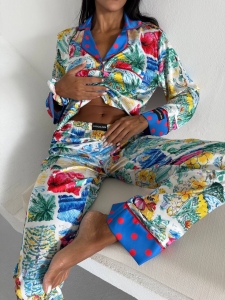 Set pijama dama din doua piese, cu nasturi – 2500263, Exotic Vibes - Img 4
