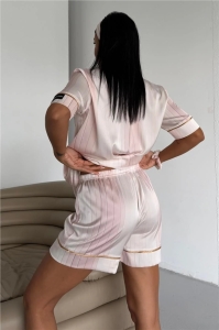 Set pijama dama din doua piese, cu nasturi – 2600043, Nude - Img 4
