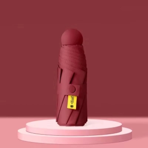 Umbrela pentru ploaie si soare, cu protectie UV din cauciuc negru, UMB011, Rosu inchis - Img 2