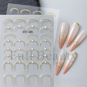 Abtibilduri unghii 3D Marquise, STICKER111, Auriu