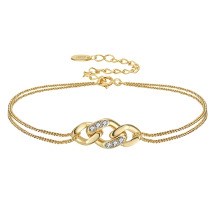 Bratara din argint 925 pentru dama, JW1774, model dublu, placata cu aur