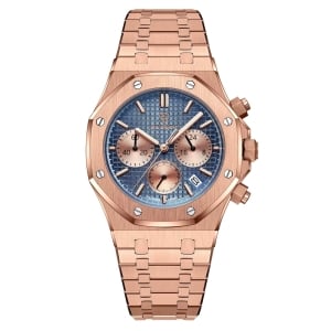 Ceas barbatesc Poedagar CS1841, otel inoxidabil, rose gold, cadran albastru - Img 1
