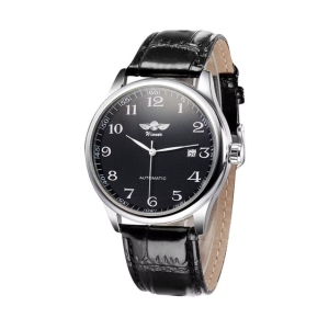 Ceas barbatesc Winner CS1732, automatic, piele naturala, negru, cadran negru - Img 1