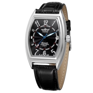 Ceas barbatesc Winner CS1757, automatic, piele naturala, negru, cadran negru - Img 1
